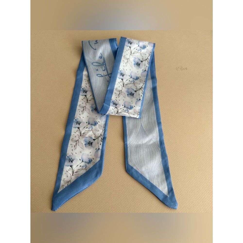 Blue Floral Skinny Scarf M1635